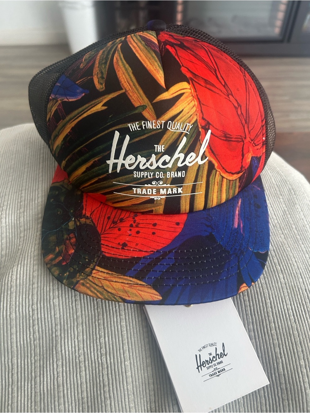 Herschel Supply Co. Floral Brim Trucker Hat Black Red Green Snapback NWT
